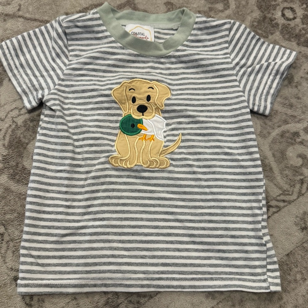 Toddler Gray Striped Dog Boutique Shirt